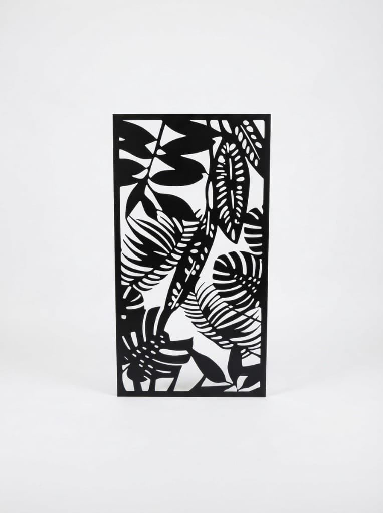 Celosía y panel decorativo de corte plasma CNC con acabado negro mate