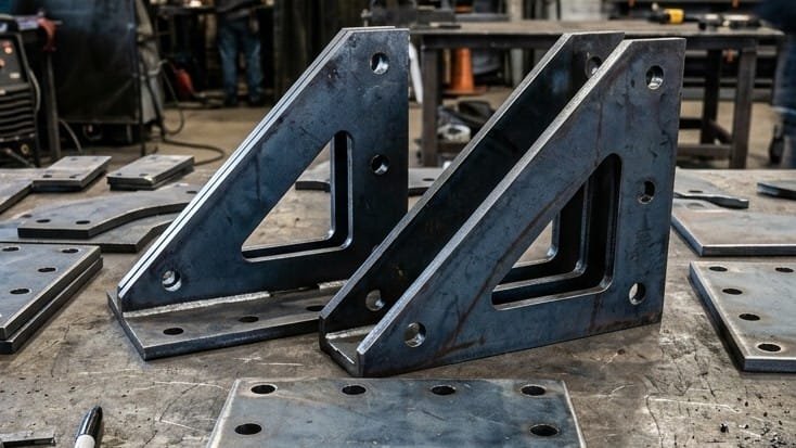 Placas de anclaje y cartelas de acero cortadas en plasma CNC
