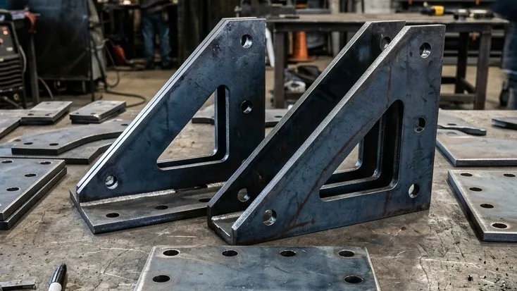 Placas de anclaje y cartelas de acero cortadas en plasma CNC